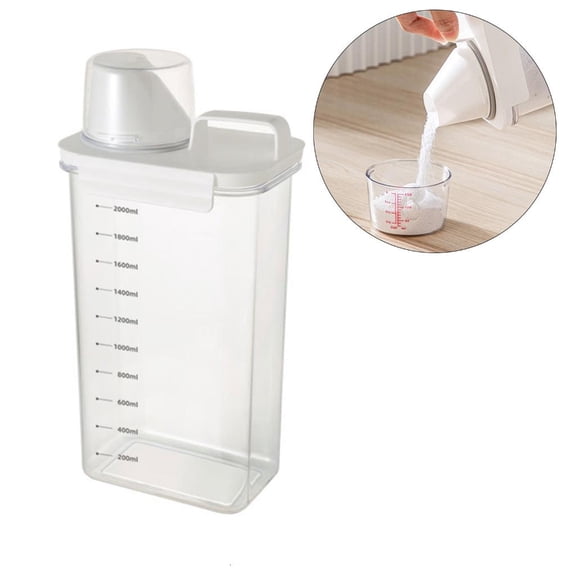 Ciwanning Plastic Storage Jar Easy to Clean Measuring Cup Storage Container for Kitchen