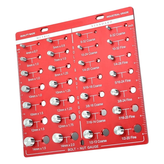 Ciwanning Portable Bolts Thread Gauge 28 Hole Aluminum Alloy Coated Screw Nut Thread Checker for Mechanics and Construction Site