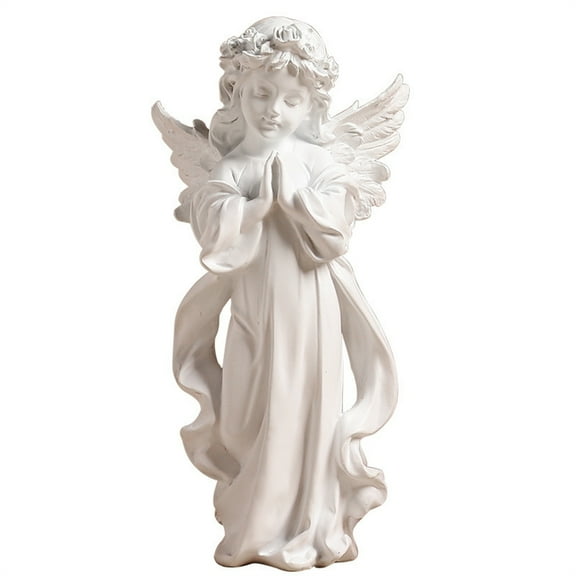 Ciwanning Resins Praying Little Cherub Girl Statue Nordic Styles Figurine Shelf Decors Sculpture for Living Room Bedroom Ornament