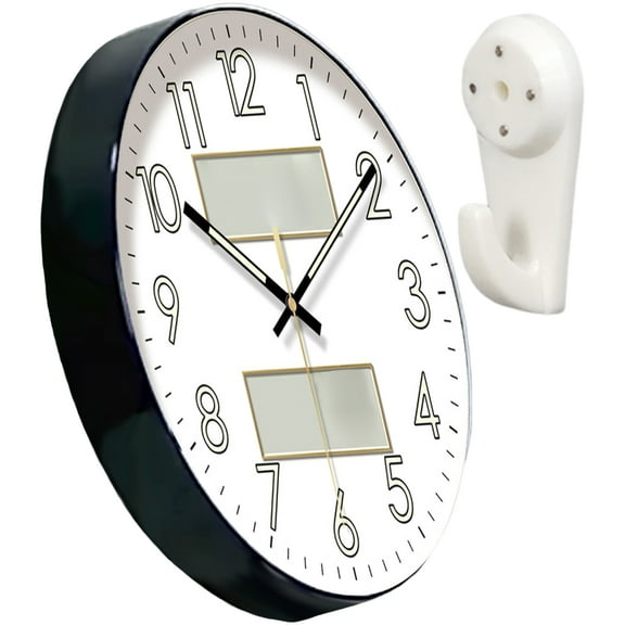 Ciwanning Round Digital Wall Clock Automatic Night Light Quiet Movement for Living Room 10in 12in 14in