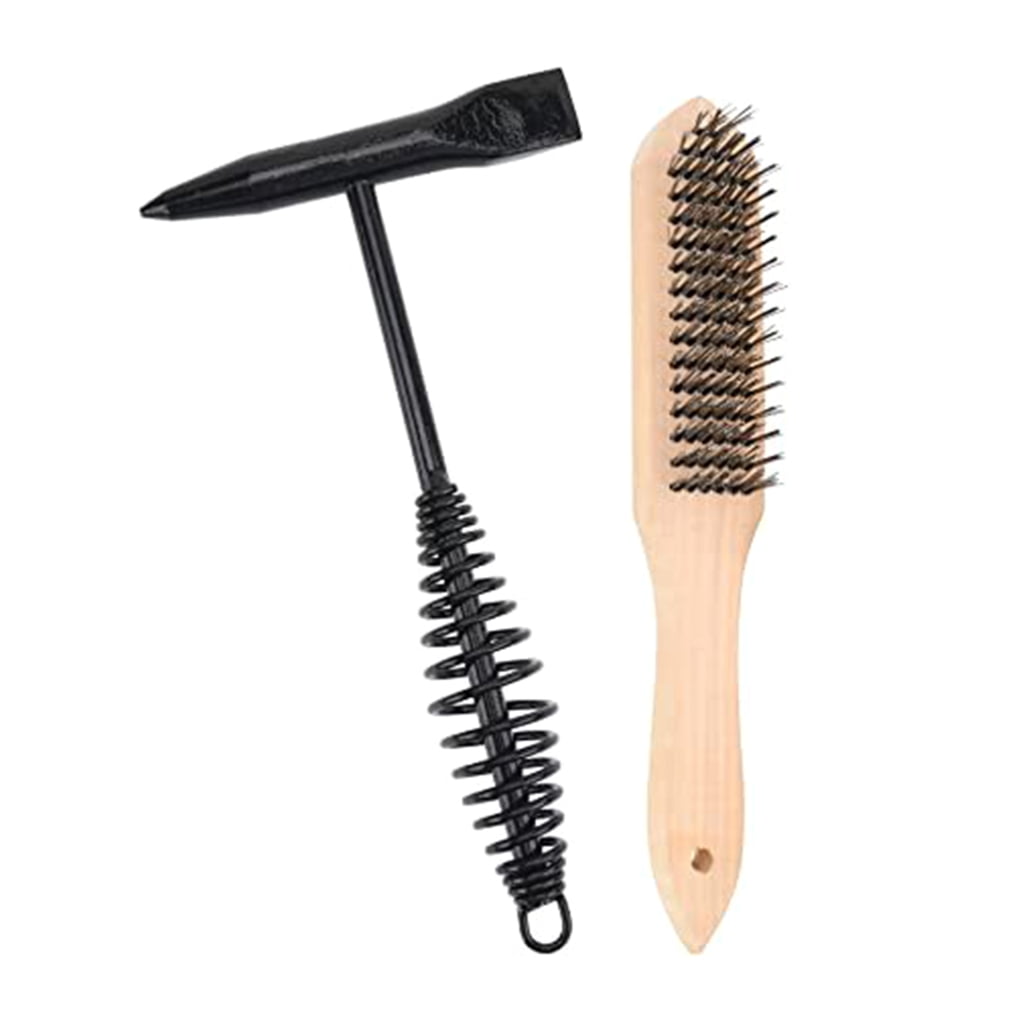 YXQ Welding Hammer & Wire Brush Set – 2 Chipping Hammers + 2 Scratch Brushes, Spring Coil Handle, Cone & Flat Chisel, Rust & Slag Remover
