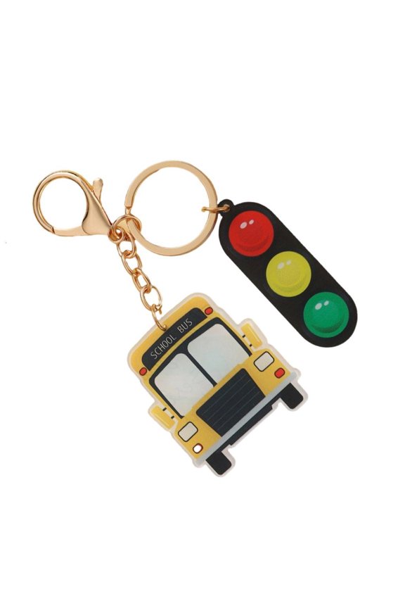 School Bus Keychain Bag Charm Handbag Backpack Bag Pendant Charm Car Keyring