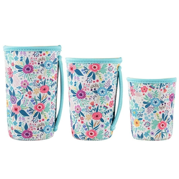 Ciwanning Set of 3 Cup Sleeves for Cold Beverages Practical Ice Coffee Insulated Sleeves with Handle Slip Bottle