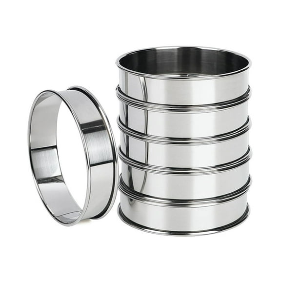 Ciwanning Set of 6 Stainless Steel Dessert Rings Easy to Clean Metal Muffins Molds Cake Rings Suitable for Dessert and Pastries
