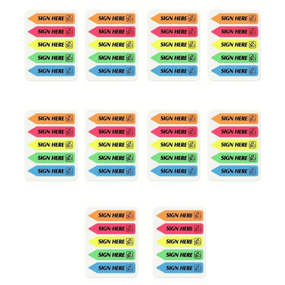 Ciwanning Sign Here Stickers, Easy to Post Sign Here Tabs Colorful Book Page Mark Bookmarks File Tabs for Notary Books Planner