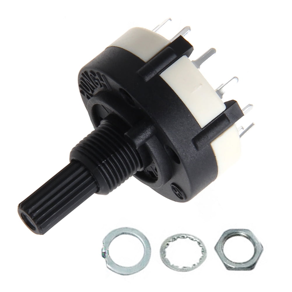 Uxcell 4P3T Rotary Switch - 4 Pole 3 Position, Single Deck, 6mm Shaft, Fits 9mm Mounting Hole, For Radios & Electronics