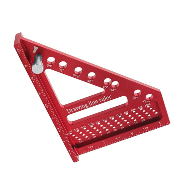 Ciwanning Square Ruler Hole Position Scribing Ruler 22.5-90 Degree Protractor Ruler for Measuring Ruler