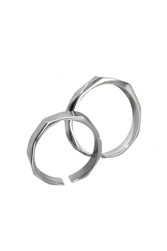 Sterling Silver Projection Ring Adjustable Size Finger Rings Jewelry for Couples