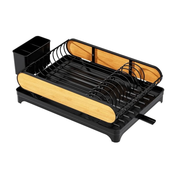 Ciwanning Stylish Dish Holder with Drainage System Easy Assemble for Clean Countertops