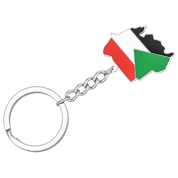 Ciwanning Sudan Flag Pendant Keychain for Women Men Titanium Steel Country Map Key Rings