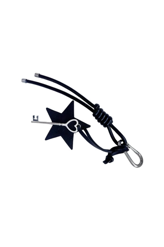 Trendy PU Leather Star Keychain with Braided Rope Fashionable Key Accessory Handmade Bag Charm for Trendsetters