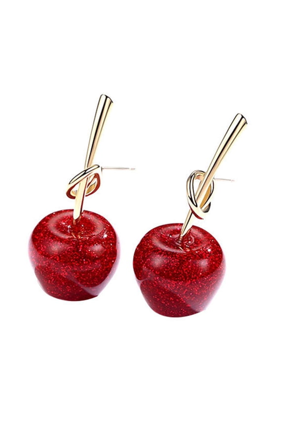 Vibranting Appled Earrings Trendy Resin Alloy Statement Jewelry With Comfortable Secure Backing for Sensitive Ears