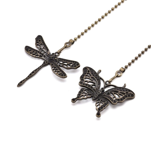 Ciwanning 2pcs Dragonflies and Butterfly Fan Pull Chains for Ceiling Light Fixtures