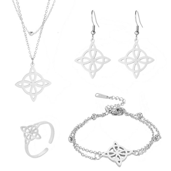Ciwanning Witchcraft Inspires Jewelry Witch Knots Charm Necklace Bracelet Earring Rings