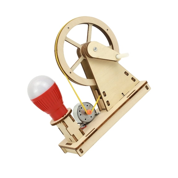 Ciwanning Wooden Generator Science Set Manual Turning Electricity Model Featuring Bulb Glow Demonstration for Students Teachers Fa