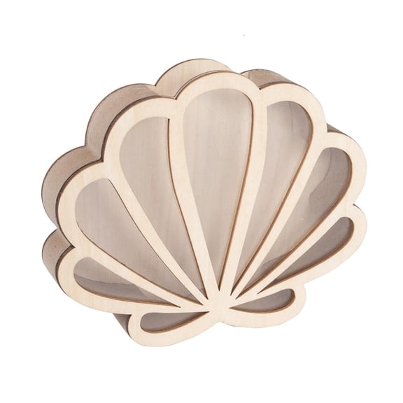 Ciwanning Wooden Shell Artifact Container Storage With Clear Window Coastal Homes Accent