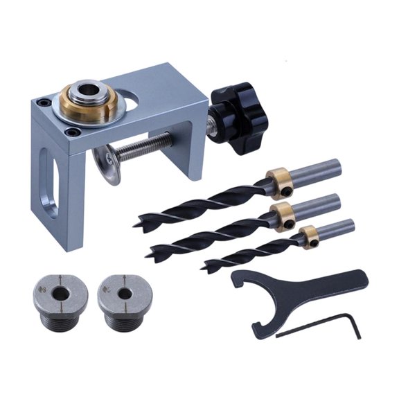 Ciwanning Woodworking Drilling Jig Tool For Cabinet Door Dowel Holes With Press Mechanism Durable Aluminum Alloy Compact Design