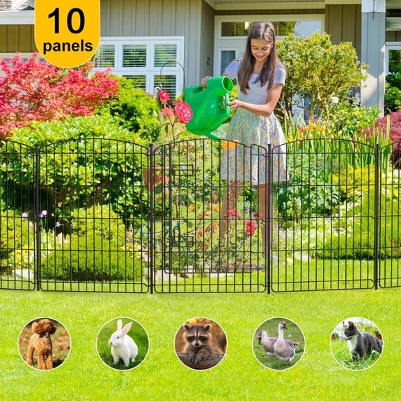 Ciwapet 10 Panels Decorative Metal Garden Fencing and Borders for Yard Patio & Flower Beds, 30"(H) X 24"(L)