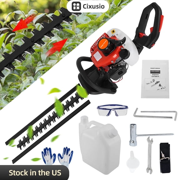 Cixusio 24inch 26cc 2-Cycle Gas Hedge Trimmer Fuel-efficient Low Voice High-powered Double Side Blade Bush Cutter