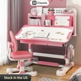 thumbnail image 1 of Cixusio Height Adjustable Kids Desk and Chair Set Children Multifunctional Interactive Workstation Study Table Ergonomic Desk Chair w/Book Stand Tilting Desktop & Drawer for School Writing Study Play, 1 of 13