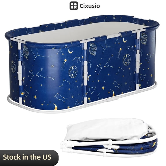 Cixusio Portable Bathtub for Shower Stall Large 47 inch Foldable Soaking Bathing Tub for Adults Separate Family Bathroom Japanese SPA Collapsible Tub Ideal for Hot Bath Ice Bath