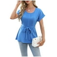 thumbnail image 1 of Cizayoi Women's Casual Blouses Elegant Crew Neck Short Sleeve Shirts Peplum Tops, 1 of 6