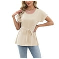 thumbnail image 1 of Cizayoi Women's Casual Blouses Elegant Crew Neck Short Sleeve Shirts Peplum Tops, 1 of 6
