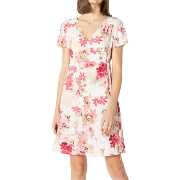 Cizayoi Women's Summer Dresses Casual V Neck Short Sleeve Wrap Dress