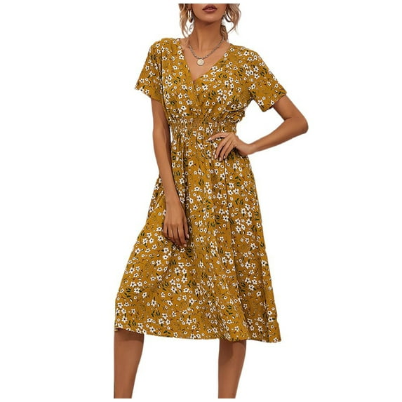 Cizayoi Women's Summer Dresses Ruffles Sleeve Loose Short Flowy Mini Babydoll Dress