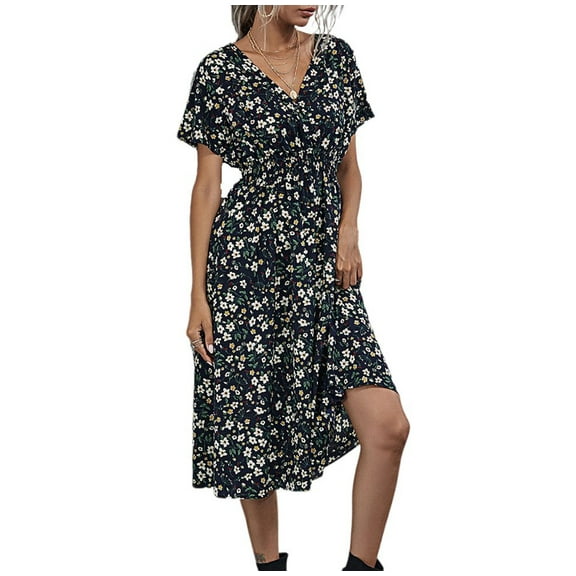 Cizayoi Women's Summer Dresses Ruffles Sleeve Loose Short Flowy Mini Babydoll Dress