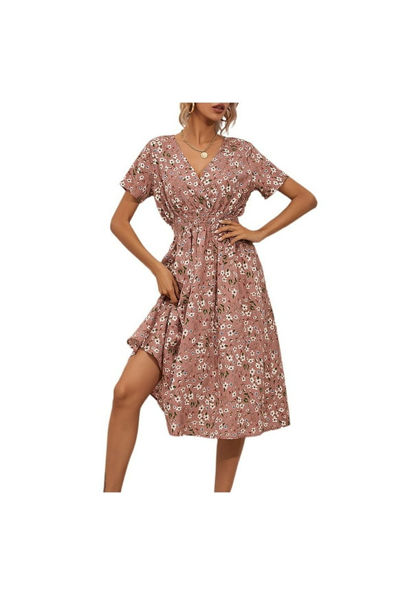 Women's Summer Dresses Ruffles Sleeve Loose Short Flowy Mini Babydoll Dress