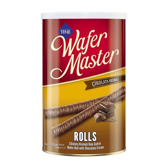 Cizmeci Time Wafer Master Rolls Chocolate Cream Filled Wafer Roll 8.82 oz (250g)