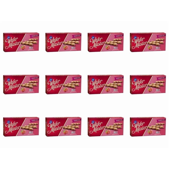 Cizmeci Time Wafer Master Rolls Strawberry Cream Filled Wafer Roll 8.47 oz (240g), Pack of 12