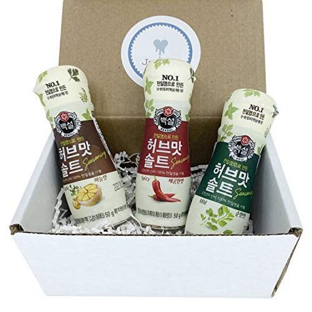 Cj Beksul Herb Salt Various , Seasoning Herb Mixed Sea Salt, Variety Pack 3 Pack In The Box, Korean Bbq Salt