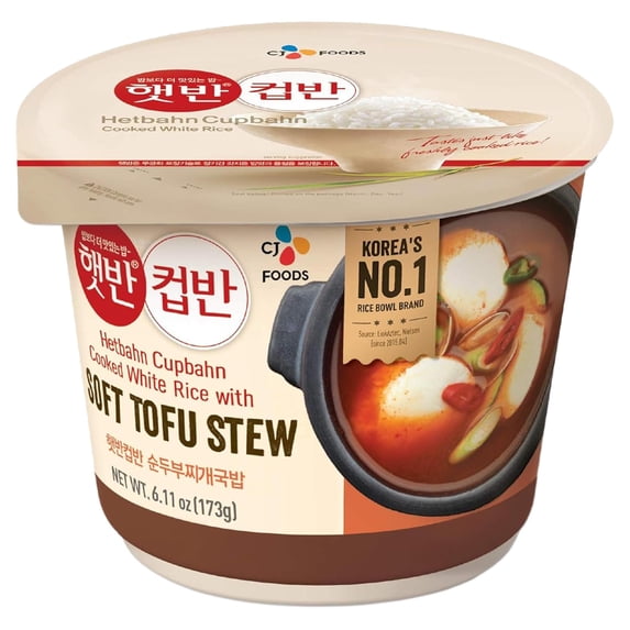 Cj Hetbahn Cupbahn Cooked White Rice with Soft Tofu Stew 6.12 Oz
