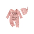 thumbnail image 1 of Cjfdfy Baby Boy Girl Newborn Hospital Going Home Outfit Hand Picked for Earth By My Great Grandma Grandpa Letters Romper Long Sleeve Ribbed Jumpsuit Hat Spring Fall Winter Clothes, 1 of 9