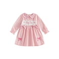 thumbnail image 1 of Cjfdfy Kids Girls Casual Dress, Long Sleeve Dress Plaid Big Sister Embroidery Fall A-line Dress For Casual Daily,Newborn Bodysuit Pink Dress, Fall Winter Baby Girl Clothes, 1 of 9