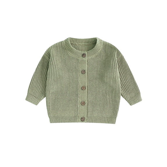 Cjfdfy Kids Toddler Baby Girl Boy Chunky Knit Sweaters Cardigan Spring Fall Winter Button Down Sweater Newborn Infant Long Sleeve Solid Color Casual Warm Knitwear Tops
