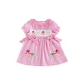 thumbnail image 1 of Cjfdfy Kids Toddler Baby Girls Back to School Dress Pre Kindergarten Outfits Bbay Girls First Day of School Outfit Apple Embroidery Cute Bow Short Sleeve Plaid Dress Toddler Summer Fall Dress, 1 of 9