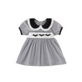 thumbnail image 1 of Cjfdfy Kids Toddler Baby Girls Halloween Dress Outfit Infant Baby Girls Summer Fall Clothes 6 12 18 24 Months 2 3 4 5 Years Doll Collar Ghost Witch Hat Bat Print Short Sleeve Striped Dress, 1 of 9