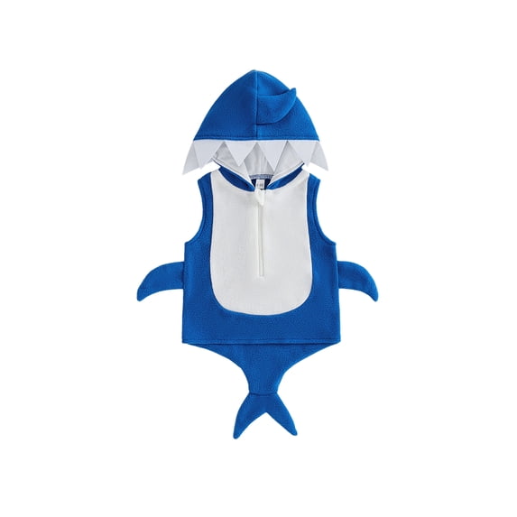 Cjfdfy Little Girls Boys Halloween Shark Costume Sleeveless Hooded Zip Up Cosplay Costume Cute Baby Halloween Shark Costume Sleeveless Cosplay Outfit 0-3Y