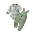 thumbnail image 1 of Cjfdfy Newborn Baby Boy Animal Overalls Fall Clothes Striped Long Sleeve Rompers And Embroidery Overalls Cute Country Baby Clothes Toddler Farm Winter Outfit 0-18 Months, 1 of 10