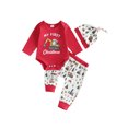 thumbnail image 1 of Cjfdfy Newborn Baby Boy Christmas Outfit My First Christmas Long Sleeve Excavator Print Romper Pants Hat 3-piece Set Infant Cute Christmas Holiday Fall Winter Clothes 0-18M, 1 of 10