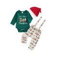 thumbnail image 1 of Cjfdfy Newborn Baby Boy Christmas Overalls Outfit Long Sleeve Romper Train Gingerbread Man Suspender Pants And Hat 3Pcs Little Baby Cute My First Christmas Fall Winter Outfit 0-18M, 1 of 9