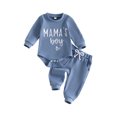 thumbnail image 1 of Cjfdfy Newborn Baby Boy Fall Outfit Mama's Boy Embroidery Ribbed Long Sleeve Romper Elastic Waist Pants 2 Piece Set Infant Cute Coming Home Fall Winter 0-12M, 1 of 9