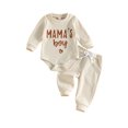 thumbnail image 1 of Cjfdfy Newborn Baby Boy Fall Outfit Mama's Boy Embroidery Ribbed Long Sleeve Romper Elastic Waist Pants 2 Piece Set Infant Cute Coming Home Fall Winter 0-12M, 1 of 9