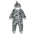 thumbnail image 1 of Cjfdfy Newborn Baby Boy Footies Rompers Green Camouflage Long Sleeve Zip Up Footed Bodysuits With Hat Baby Announcement Outfit Infant Cute Coming Home Outfit 0-6M, 1 of 9