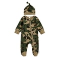 thumbnail image 1 of Cjfdfy Newborn Baby Boy Footies Rompers Green Camouflage Long Sleeve Zip Up Footed Bodysuits With Hat Baby Announcement Outfit Infant Cute Coming Home Outfit 0-6M, 1 of 9