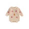thumbnail image 1 of Cjfdfy Newborn Baby Boy Girl Christmas Outfit Sweater Romper Candy Cane Gingerbread Man Embroidery Long Sleeve Infant Christmas Knit Sweater Fall Winter Clothes, 1 of 9