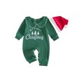 thumbnail image 1 of Cjfdfy Newborn Baby Boy Girl Christmas Outfits My First Christmas Embroidery Long Sleeve Waffle Knit Romper And Hat 2Pcs Infant Cute Christmas Tree Fall Winter Outfit 0-18M, 1 of 9